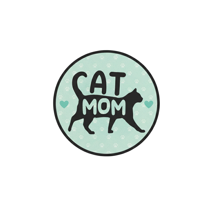 Cat Mom badge reel patch, 1.25 in