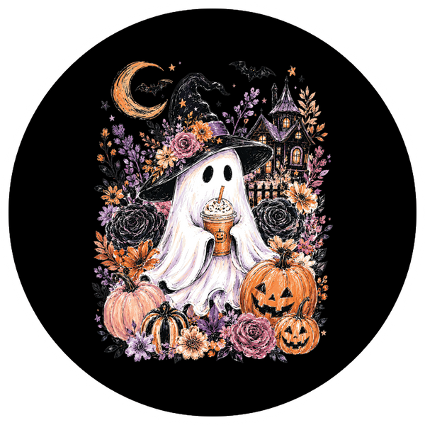 Ghosty witch ghost with latte hook-and-loop hat patch