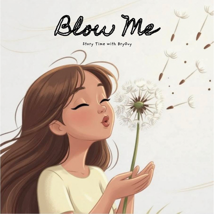 Blow Me — UV printed Signature velcro patch, girl blowing a dandelion, a Story Time With BryGuy collab