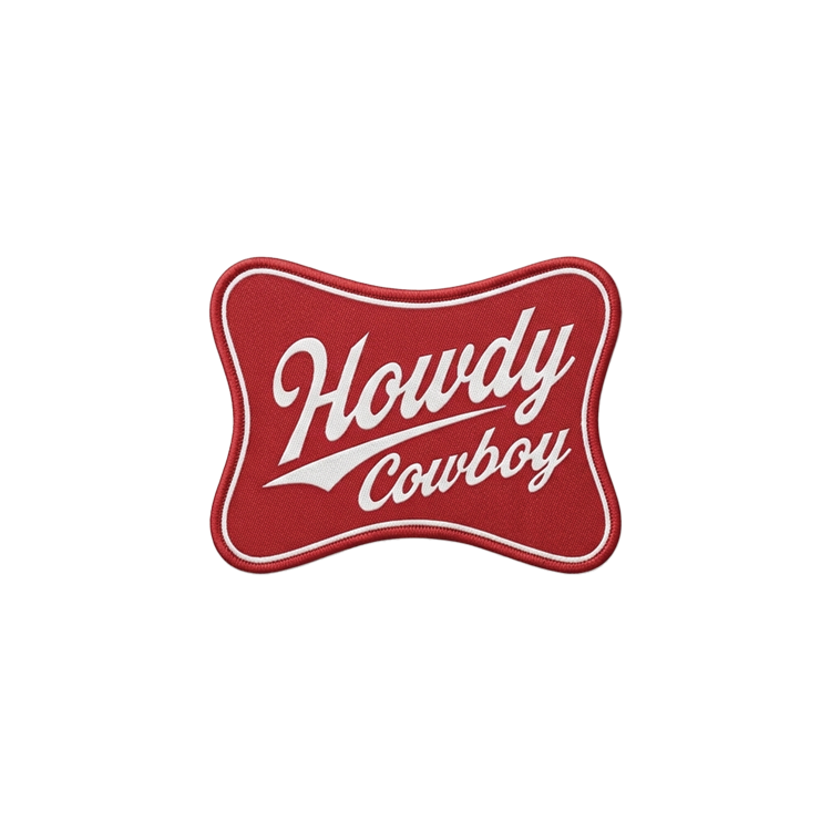 Howdy Cowboy badge reel patch, 1.25 in