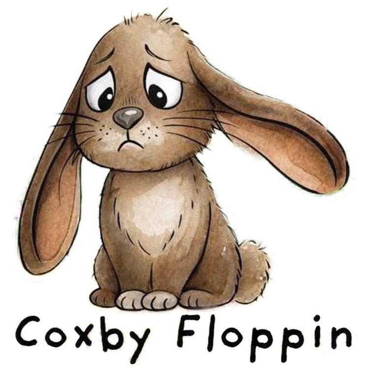 Coxby Floppin — UV printed Signature velcro patch, sad cartoon bunny, a Story Time With BryGuy collab