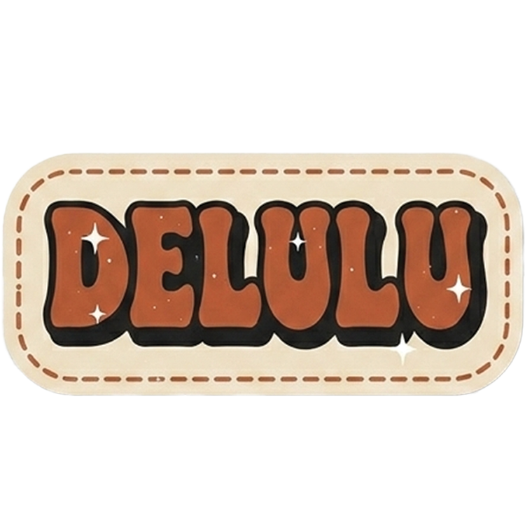 Delulu — UV printed Signature velcro patch, Delulu groovy type with sparkles