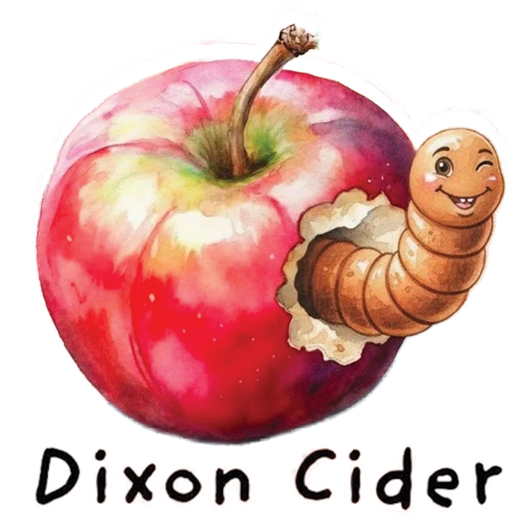 Dixon Cider — UV printed Signature velcro patch, apple with a smiling worm, a Story Time With BryGuy collab