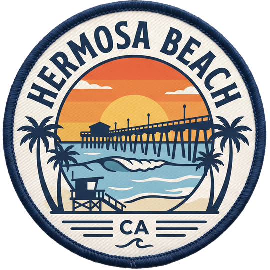 Hermosa Beach | Hook + Loop Hat Patch, 2.5 in for Trucker Hats