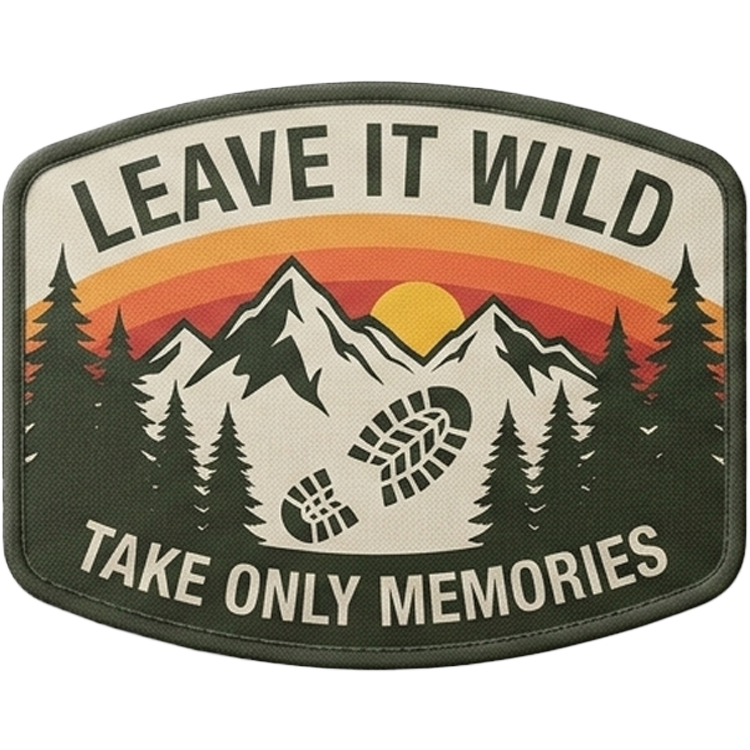 Leave It Wild — UV printed Signature velcro patch, mountain sunset with boot print