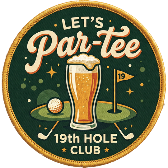 Let's Par-Tee | Velcro-Compatible Hat Patch, 2.5 in for Trucker Hats