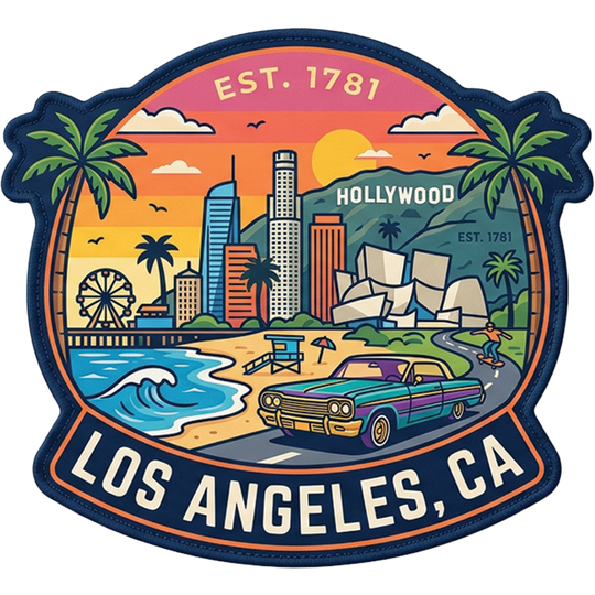 Los Angeles | Hook + Loop Hat Patch, 2.5 in for Trucker Hats