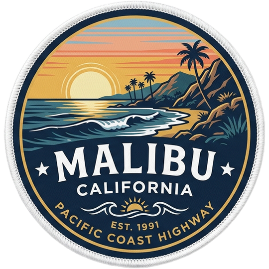 Malibu | Hook + Loop Hat Patch, 2.5 in for Trucker Hats