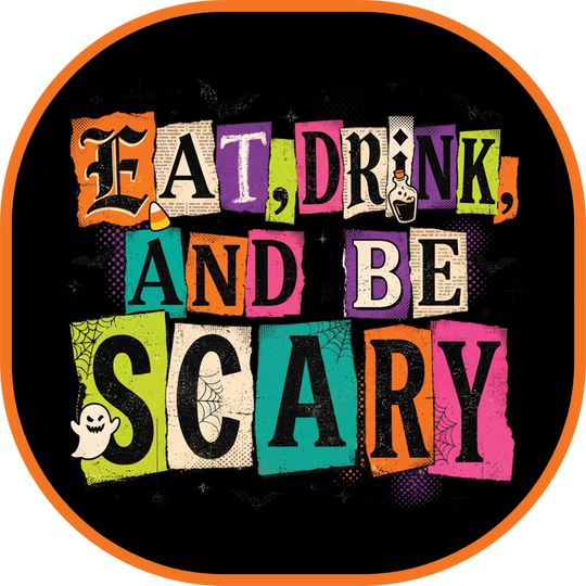 Eat Drink and Be Scary | Velcro-Compatible Hat Patch, 2.5 in for Trucker Hats