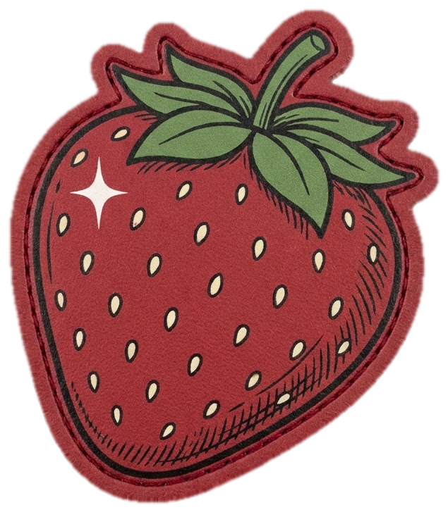 Strawberry Mini hat patch, transparent background