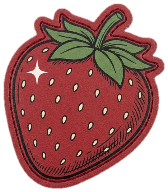 Strawberry Mini Hat Patch, 1 in UV Printed Hook and Loop