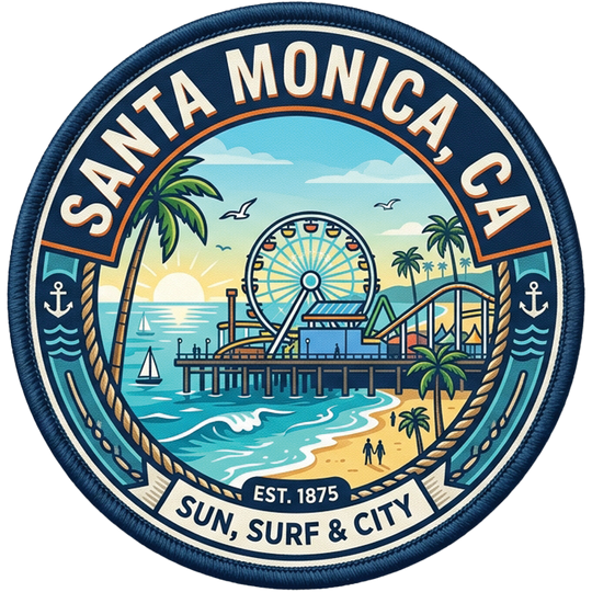 Santa Monica | Hook + Loop Hat Patch, 2.5 in for Trucker Hats