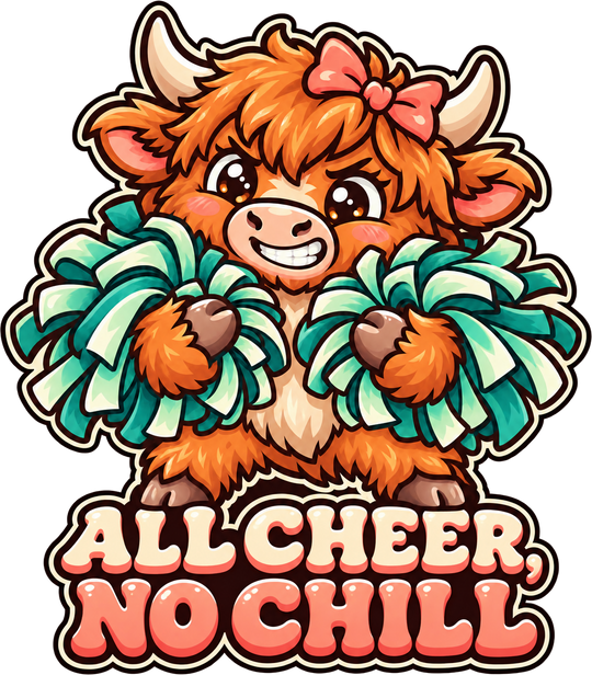 All Cheer, No Chill | Hook + Loop Hat Patch, 2.5 in for Trucker Hats