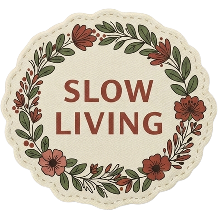 Slow Living — UV printed Signature velcro patch, floral wreath