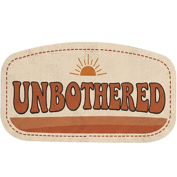 Unbothered — UV printed Signature velcro patch, Unbothered retro type with sunrise