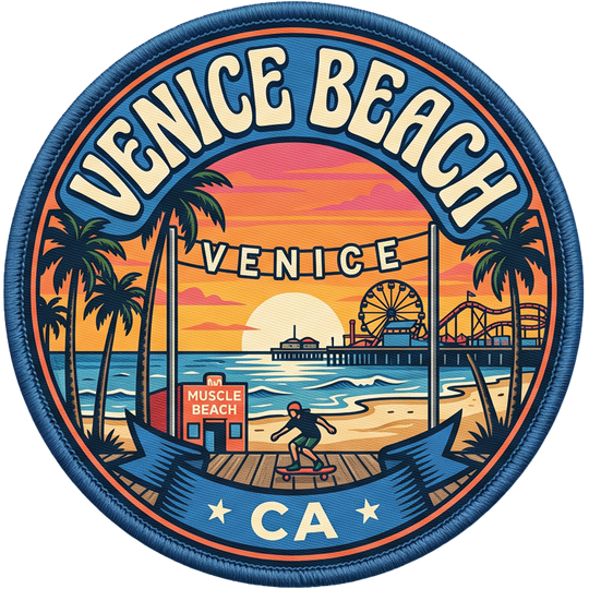 Venice Beach | Hook + Loop Hat Patch, 2.5 in for Trucker Hats